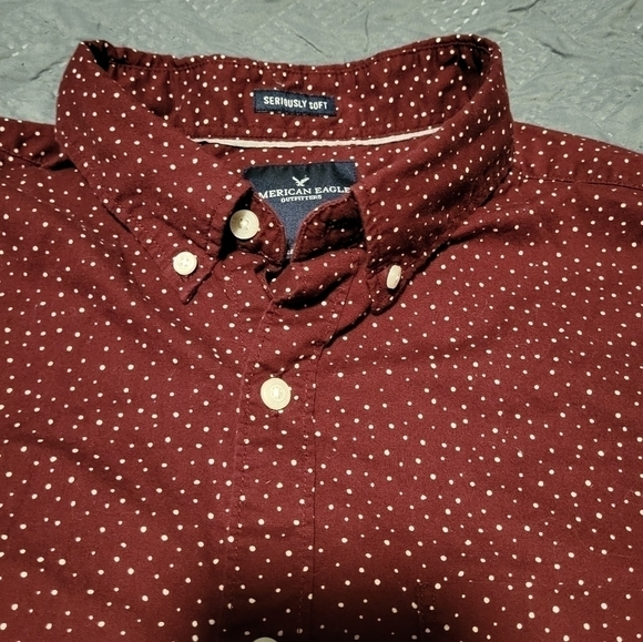American Eagle Seriously Soft Oxford Long Sleeve Button Up Shirt Mens Size Large - Picture 3 of 5